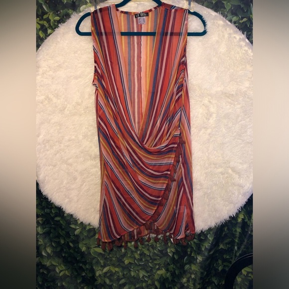 Striped Multicolor Sleeveless Coverup Dress - Picture 2 of 12